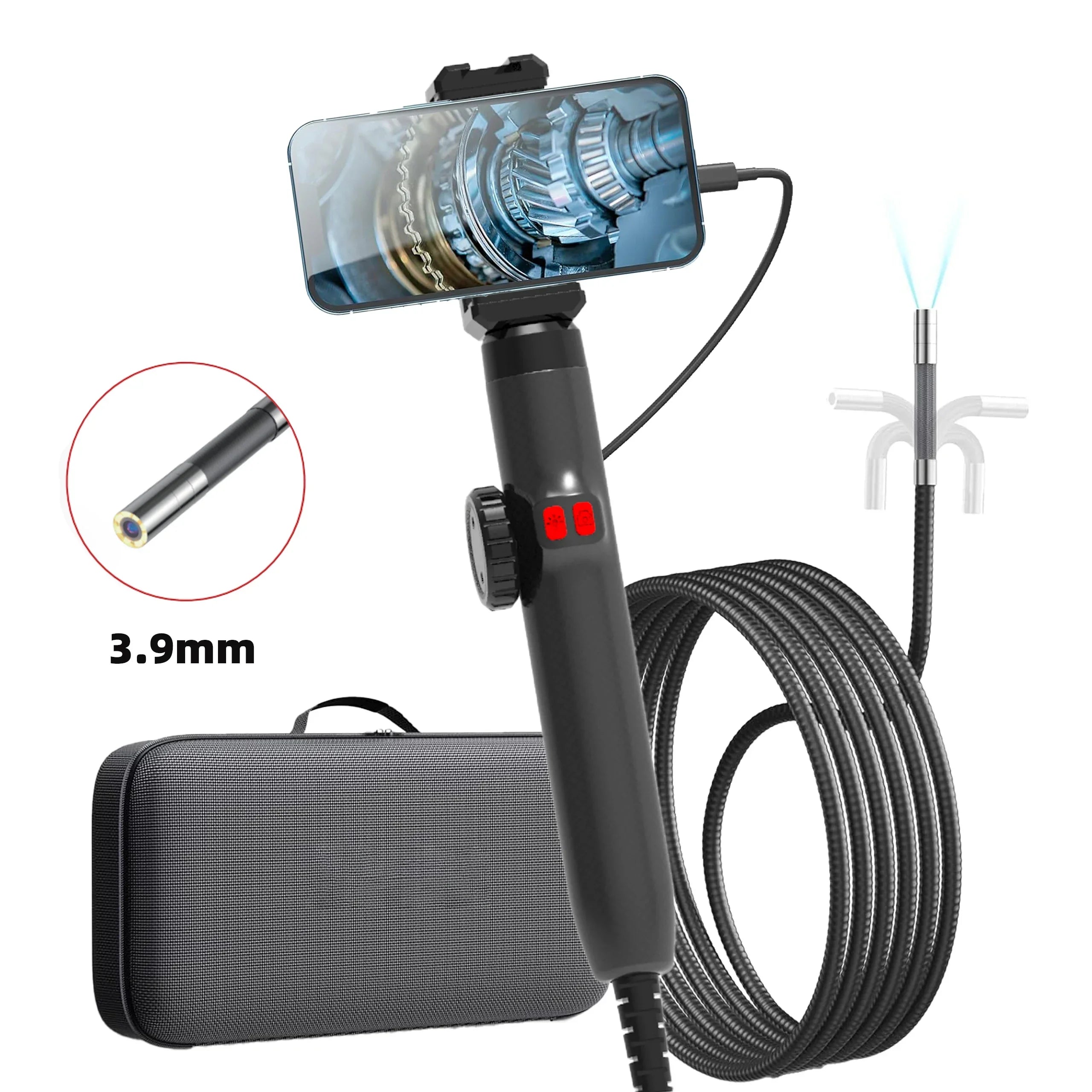 3.9mm/6.2mm/8.5mm 360° Articulating Borescope Endoscope Camera with