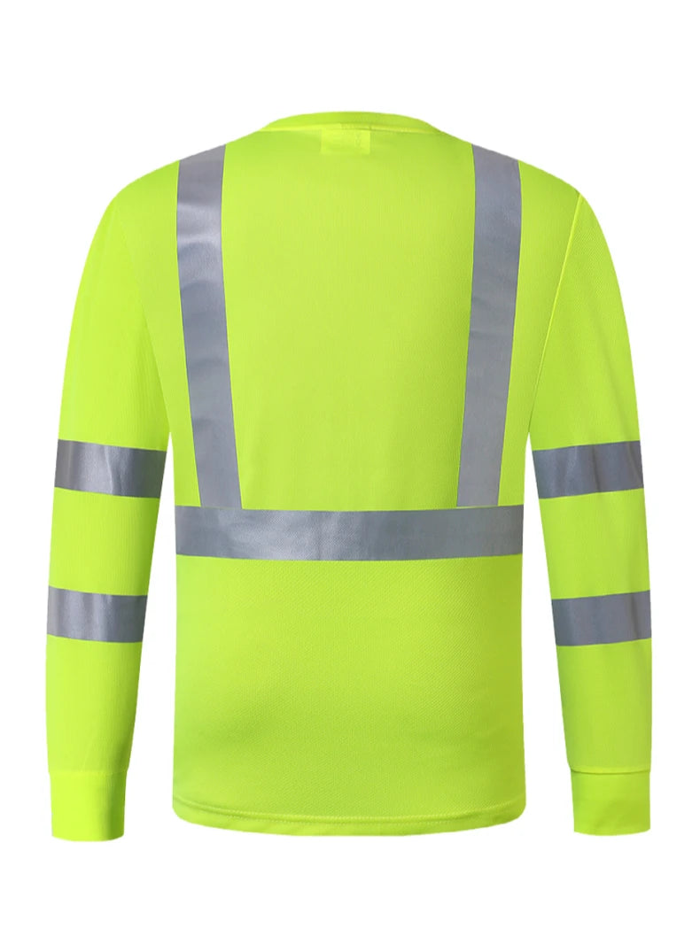 Long Sleeve Safety Shirt High Visibility Reflective Construction Work