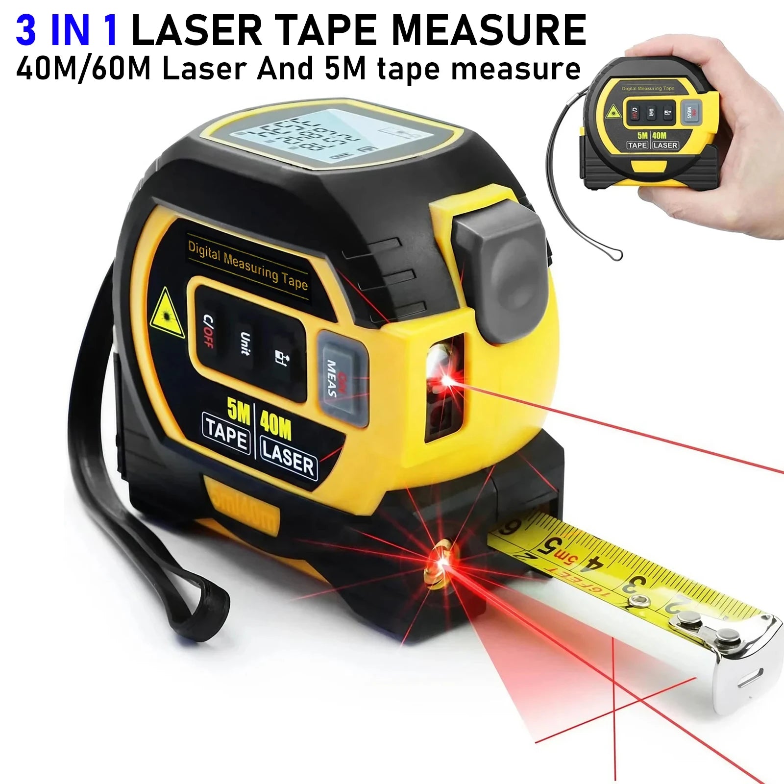 3-in-1 Laser Tape Measure - Main View