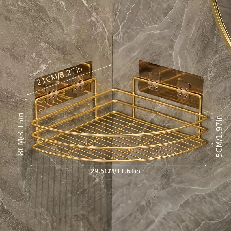 2pcs Luxury Metal Corner Shelves - Wall-Mounted, Painted Finish