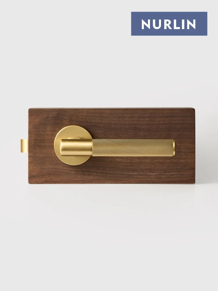 Nurlin Brass Cross Knurled Interior Door Handle Passage Privacy Set