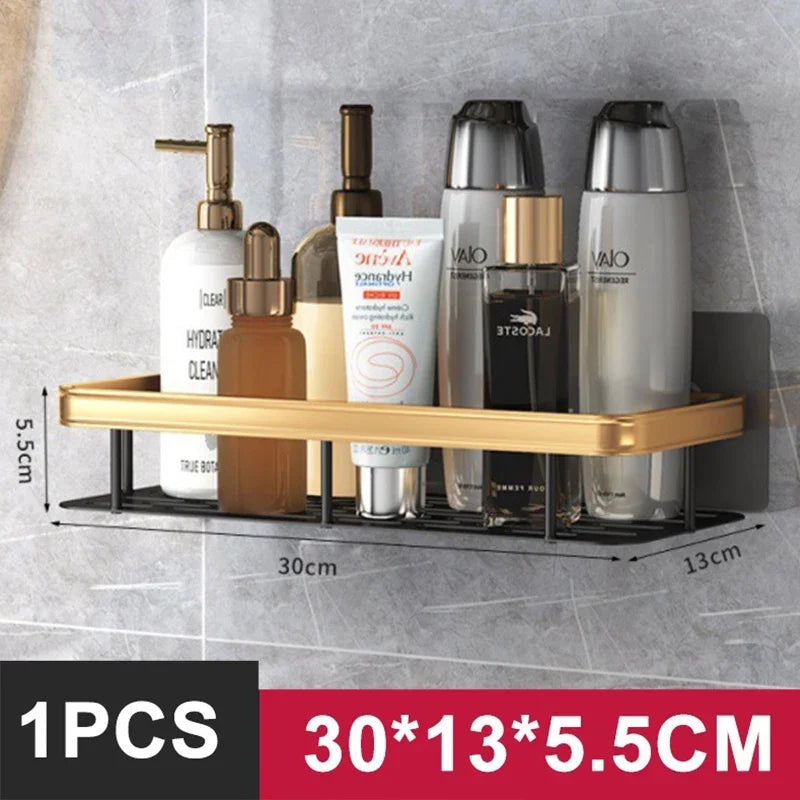 Bathroom Shelf Kitchen Storage Organizer Aluminum Alloy Shampoo Rac