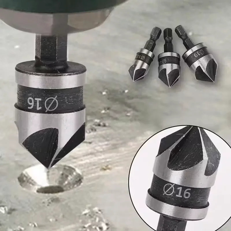 3pcs hexagonal handle high-speed steel chamfering and deburring drill