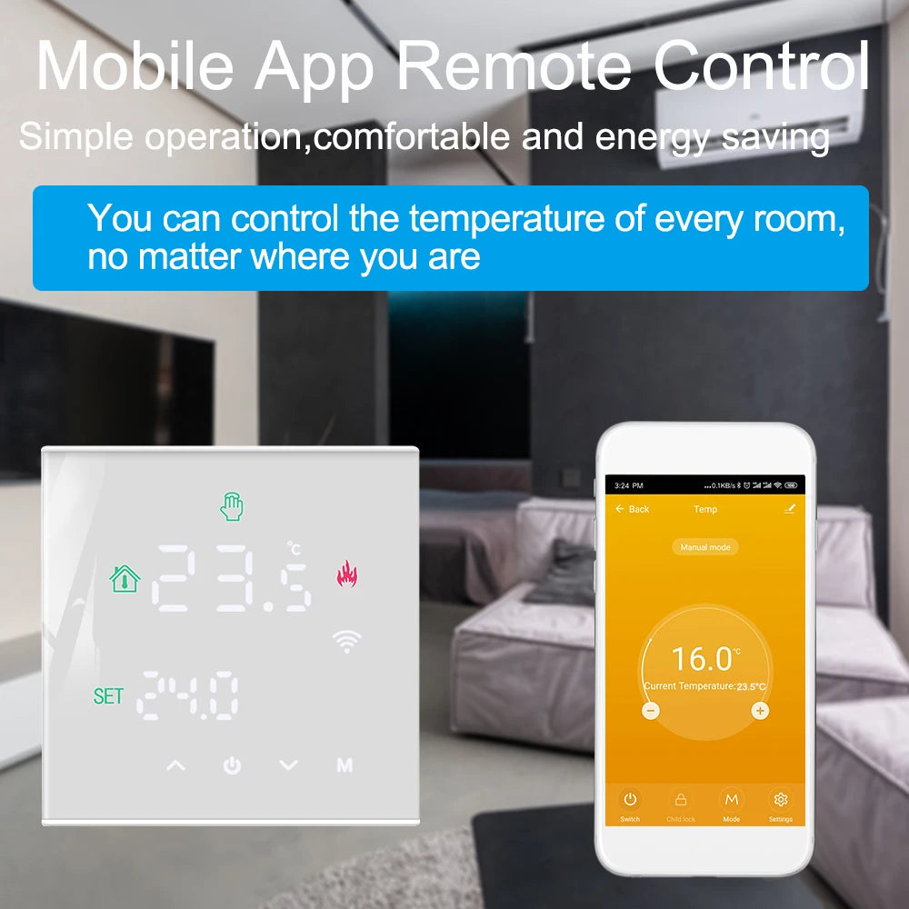 Tuya WiFi Smart Thermostat – LCD Touch Screen for Floor & Gas Heating