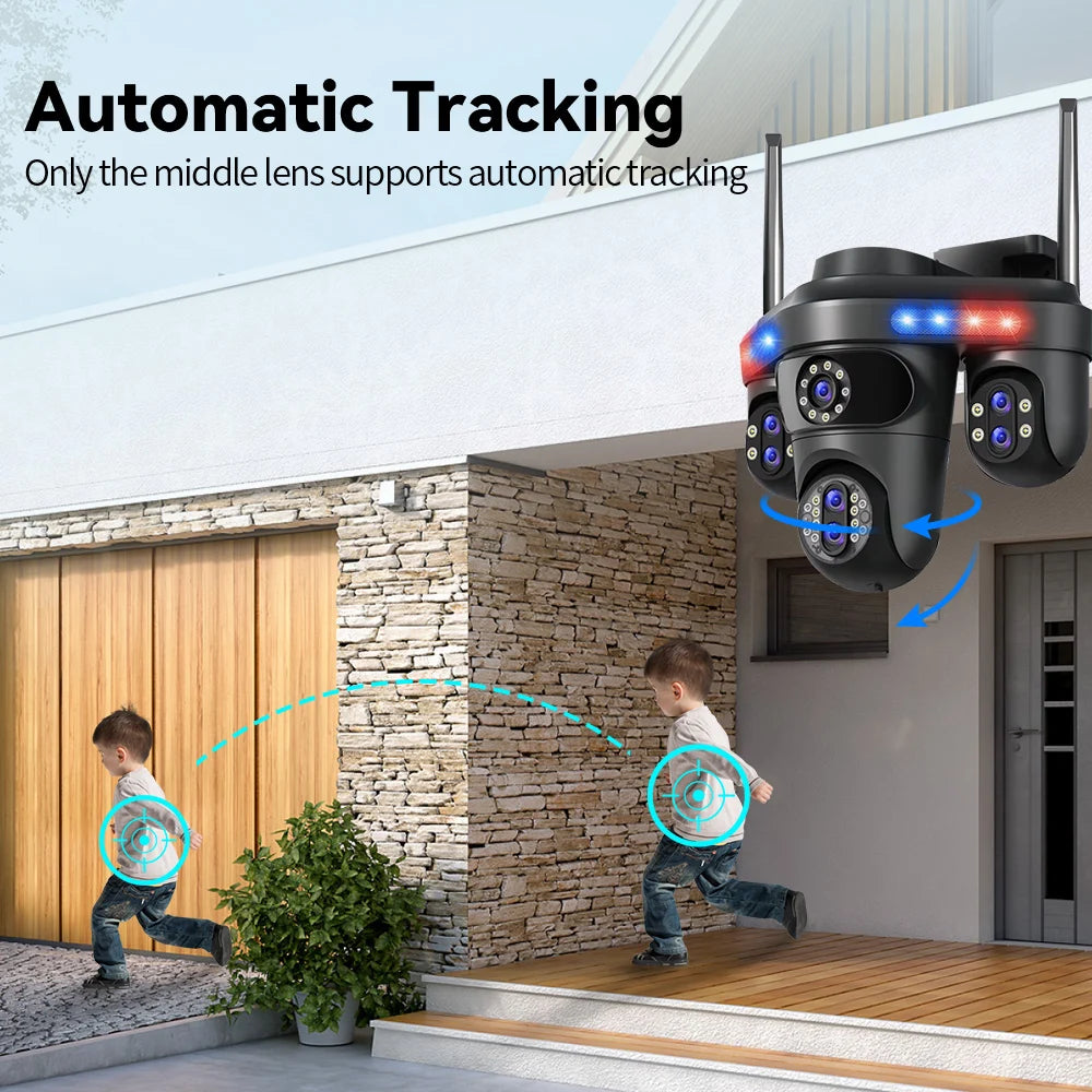 DIFANG 35MP WiFi IP Camera 4 Screens 7 Lens 10X Zoom Outdoor Wireless