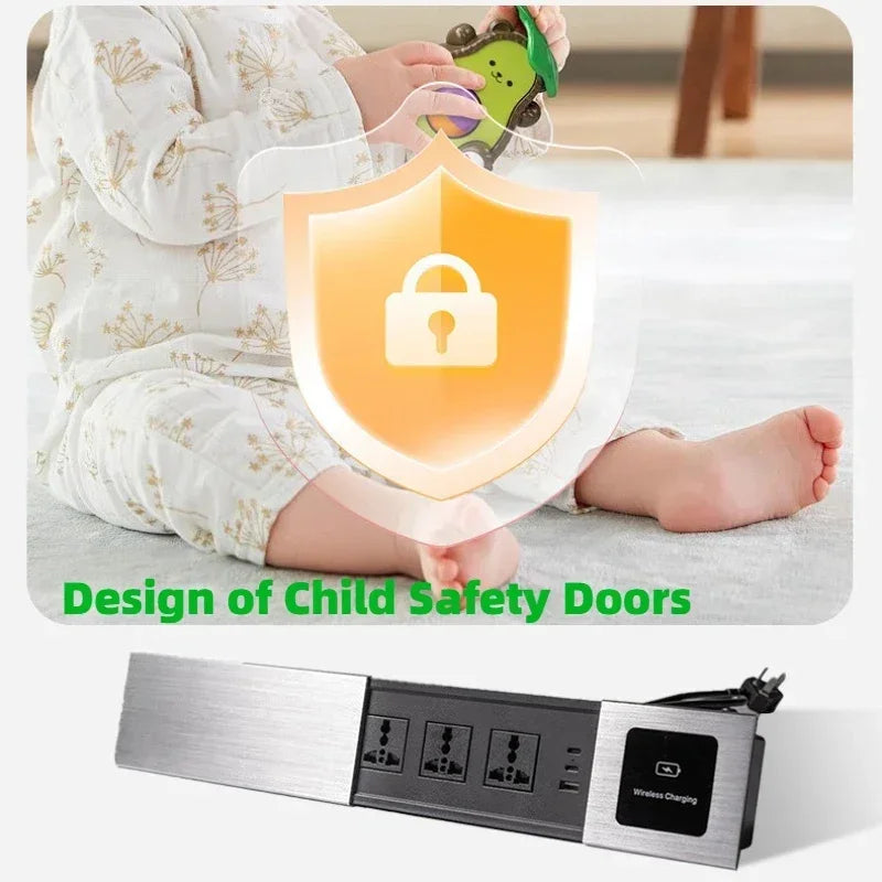Universal Built-in Table Socket Slide Cover with USB Type-c Recessed