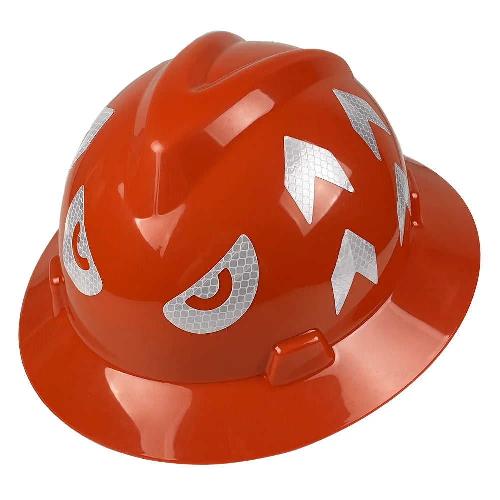 Full Brim Safety Helmet with Reflective Stickers – CE Certified Hard Hat