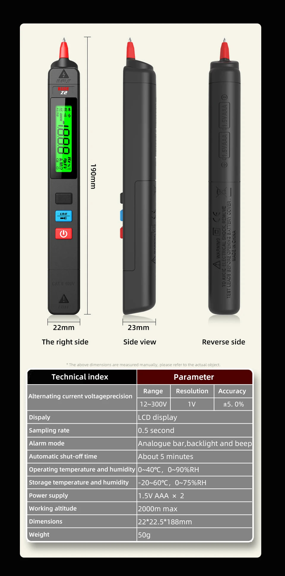 MAXRIENY Voltage Tester 12V-300V Non-Contact and Contact Voltage Pen