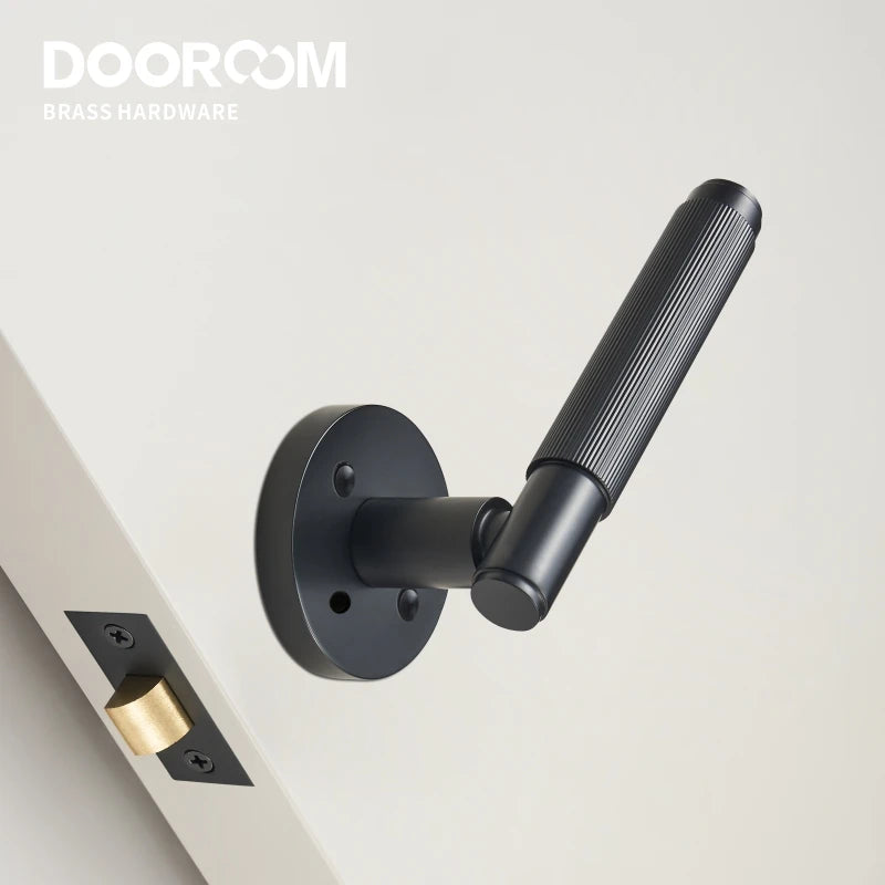 DOOROOM US Standard for 2-1/8" Hole Brass Privacy Passage Lock Set