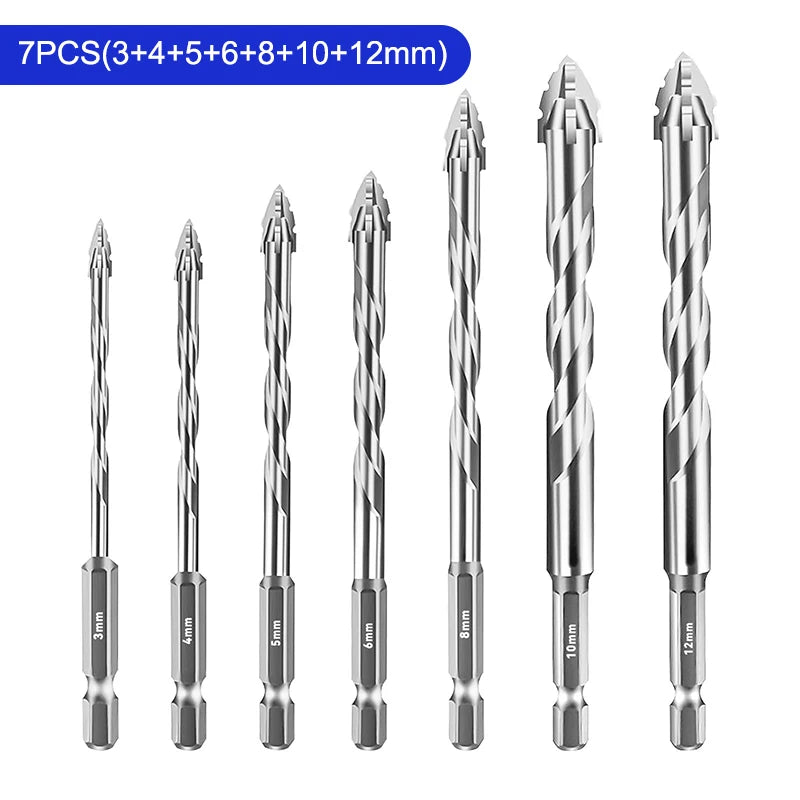 Tungsten Steel Serrated Drill Bit Set – 7-Piece for Ceramic & Tile