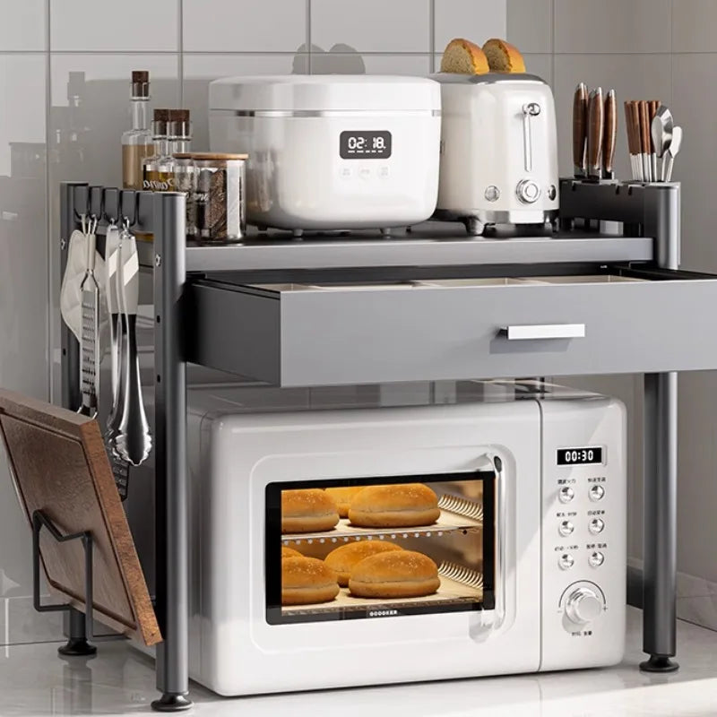 Countertop Kitchen Storage Rack – Microwave, Oven & Rice Cooker Shelf