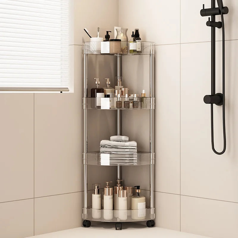 Household Corner Rack With Wheels Stainless Steel Multi-Layer Storage
