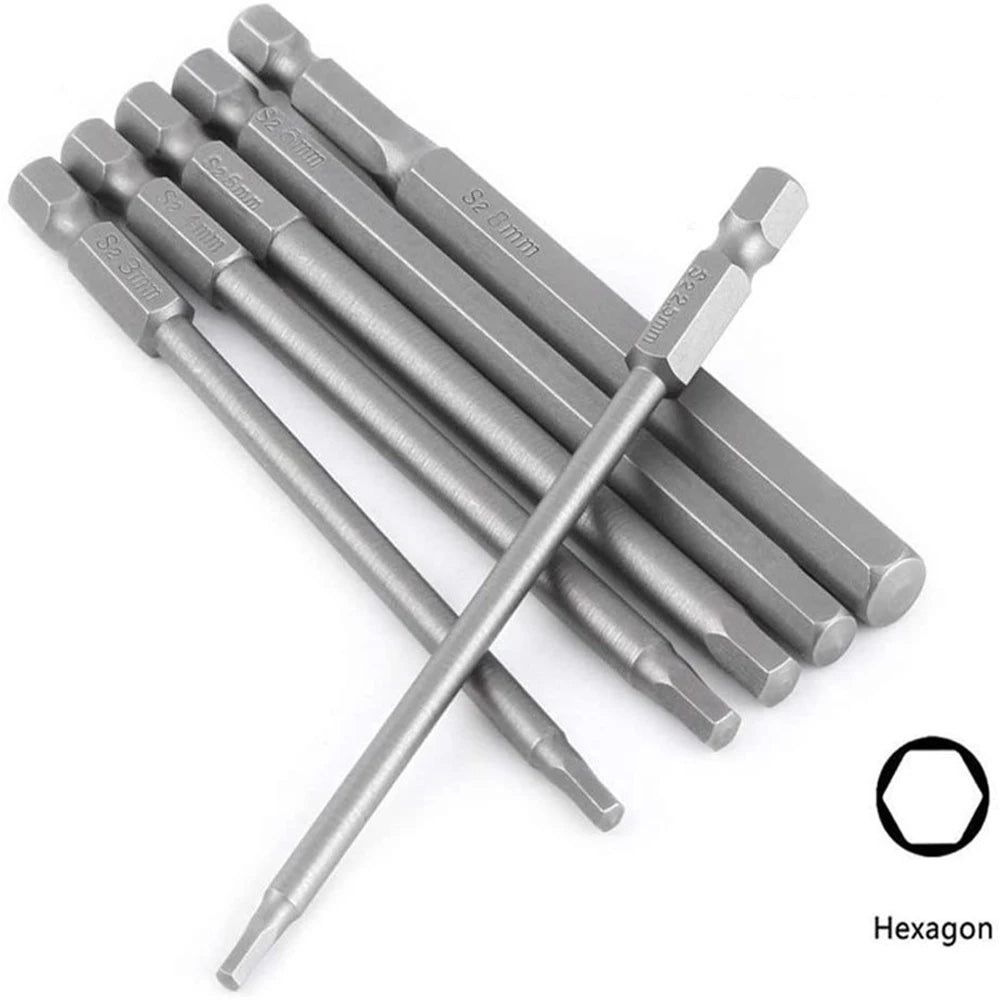 8pcs 100mm Hex Head Allen Wrench Drill Bits Set SAE Metric Allen