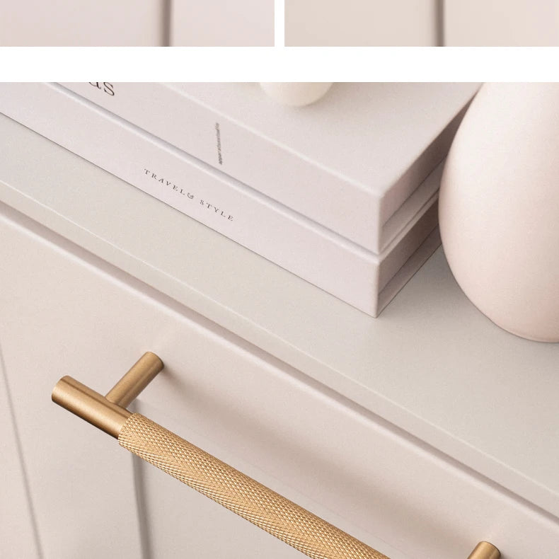 Santaya Solid Brushed Brass Handle Cross Knurled Kitchen Cabinet