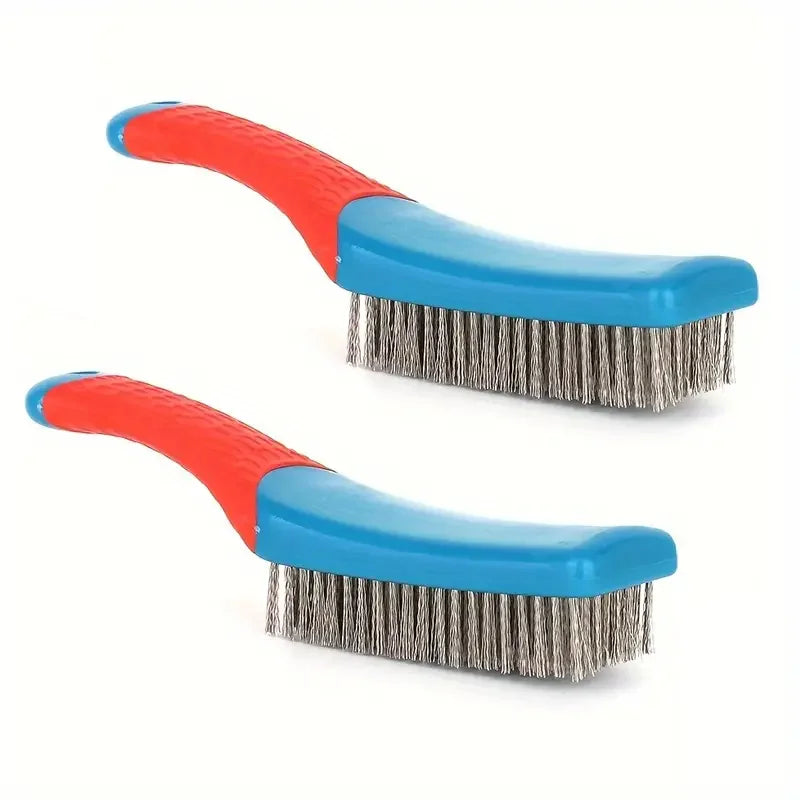 Wire Brush Duty Stainless Bristles With Plastic Handle Grip For Rust