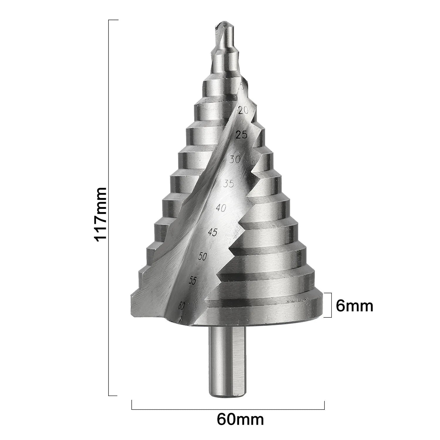 6-60mm Step Drill Bit Spiral Groove Pagoda Hole Cutter Metal Sheet