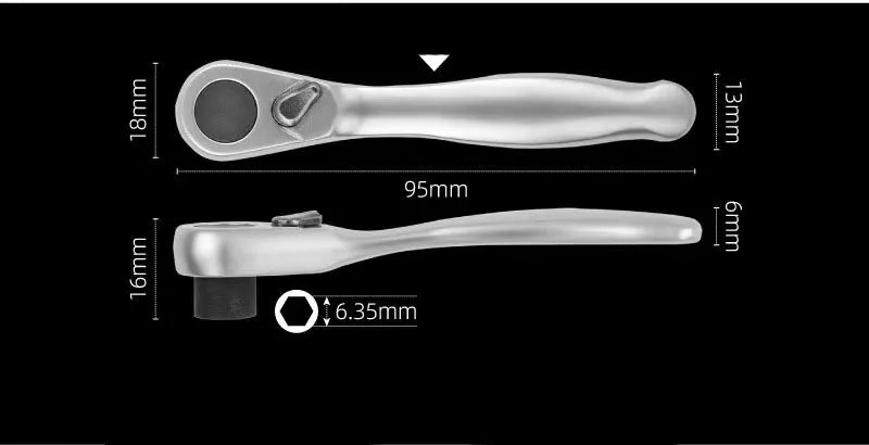 Mini treble 1/4 Ratchet Wrench Double Ended Quick Socket Ratchet