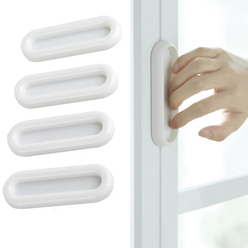4Pcs Self-adhesive Door Knobs Oval Door Handles for Interior Doors