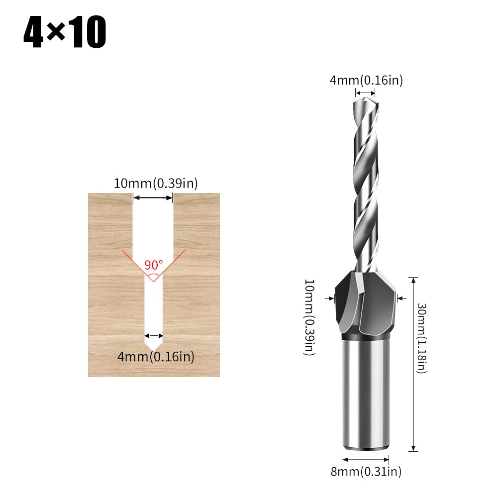 Alloy Countersink Drill Bit — 4-Edge Adjustable Depth Stop for Wood