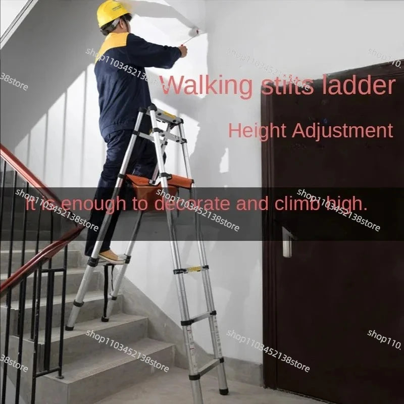 Stainless Steel Folding Telescopic Ladder – Home & Scaffolding Use