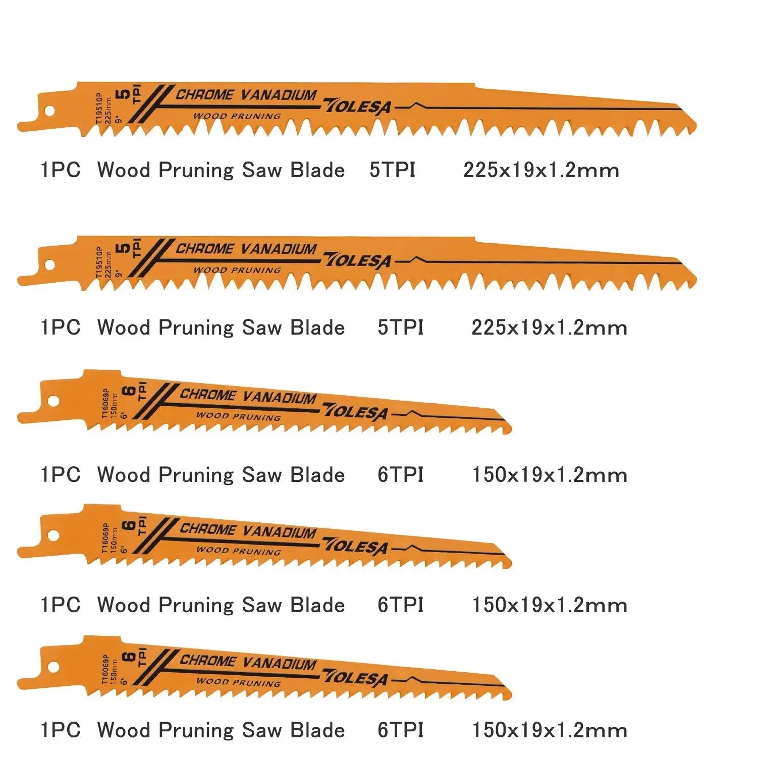 TOLESA 10-Pack Bi-Metal Reciprocating Saw Blades – Wood, PVC & Metal