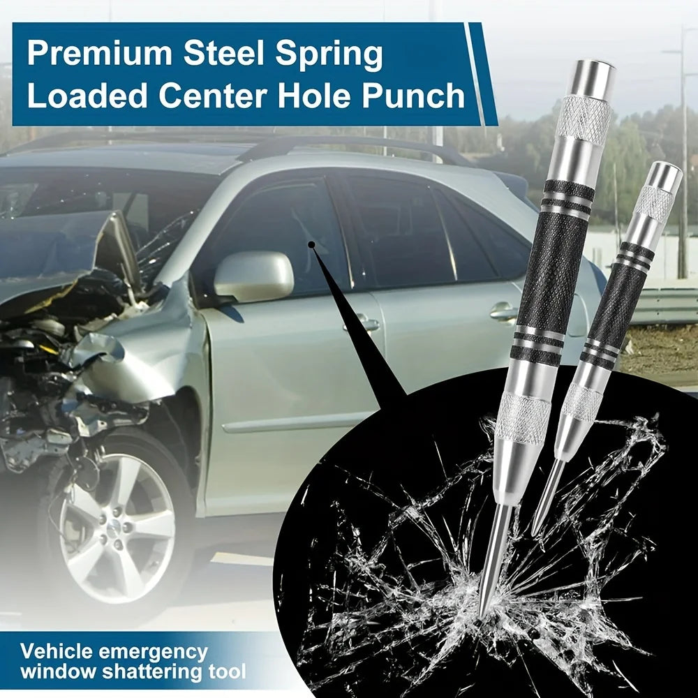 2Pcs Heavy Duty Automatic Center Punch, 5'' Premium Steel Spring