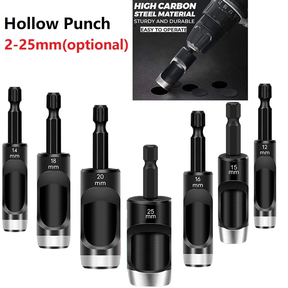 1/5pcs Leather Craft Hollow Hole Punches Hex Shank Adapter Hollow