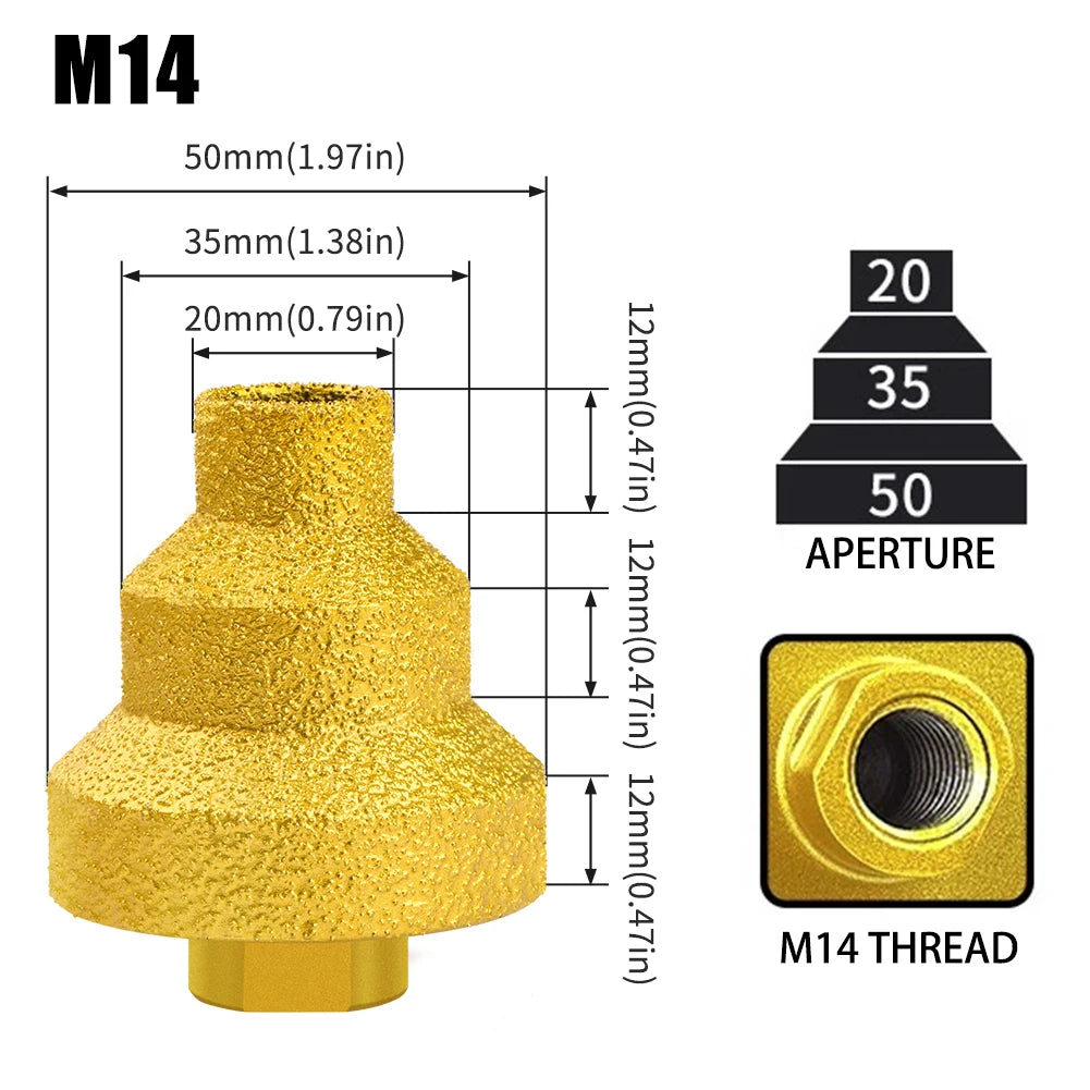 Brazed Pagoda Drill Bit M10 M14 Brazed Diamond Tower Drill Tile Stone