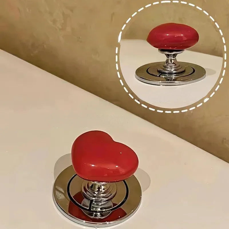 Handle Toilet Press Button Heart Shaped Press Tank Push Switch Toilet