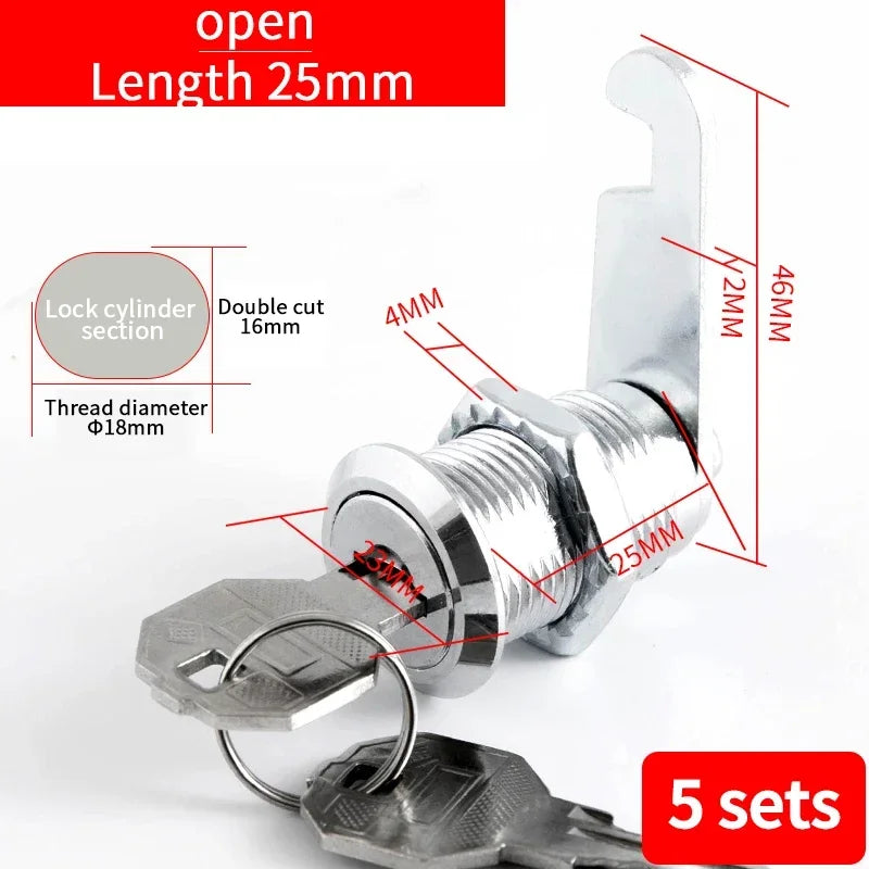 5/20 Sets Security Cam Locks - Metal Alloy Cylinder Cabinet Locker