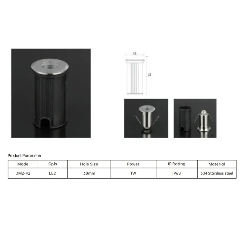 1W/3W LED Outdoor Recessed Deck Light Waterproof IP68 DC12V/24V Gar