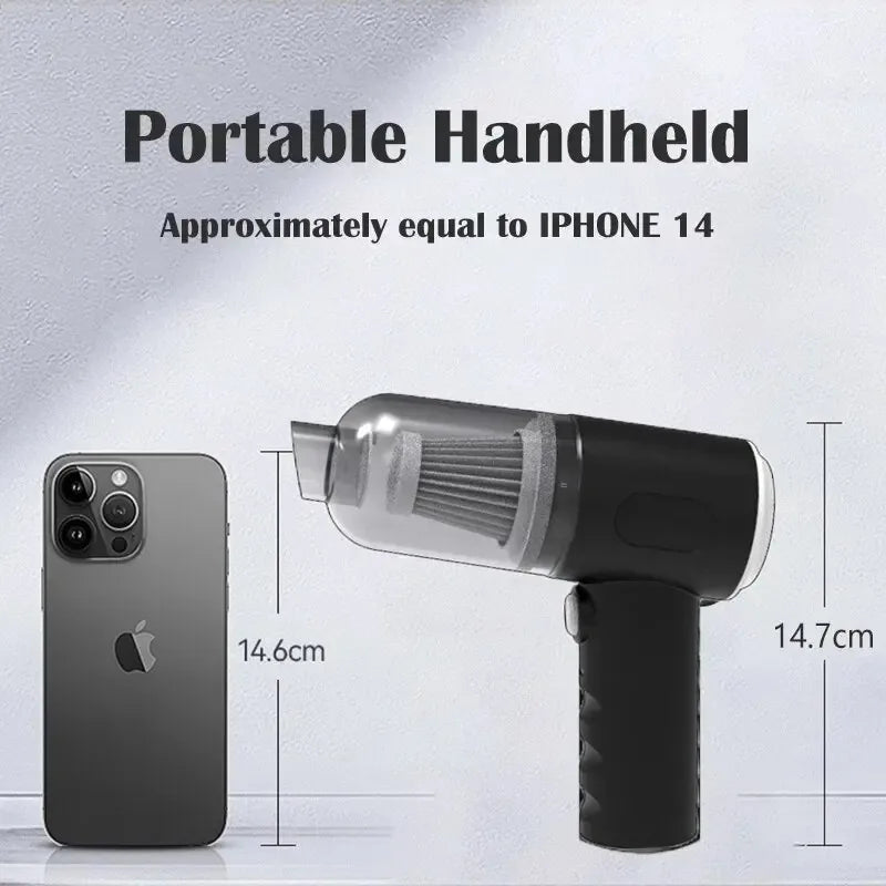 9000Pa Mini Wireless Car Vacuum – USB Charge Wet & Dry Handheld