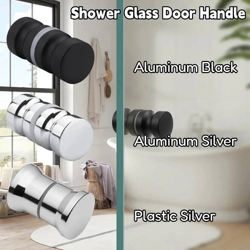 Stylish Silver Black Shower Glass Door Handle Double Sided Pull
