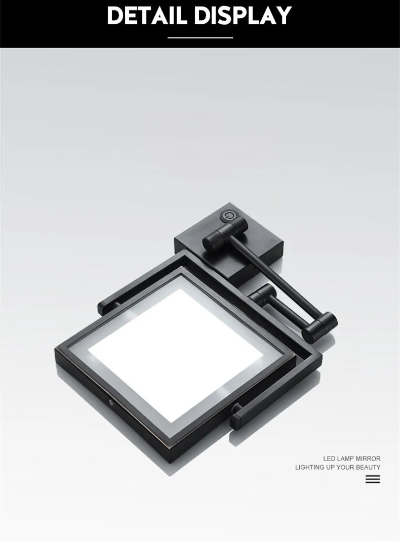 Rose Gold Square Led Bathroom Mirror Wall Mounted Lighted Bathroom