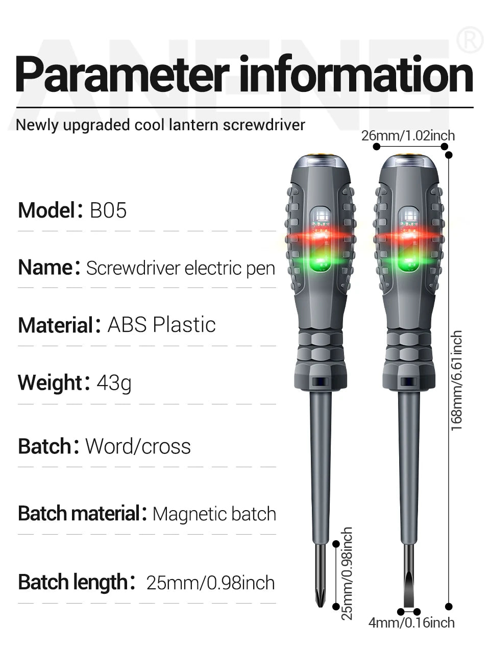 ANENG B05 Word/cross Screwdrivers Neon Bulb Indicator Meter Electric