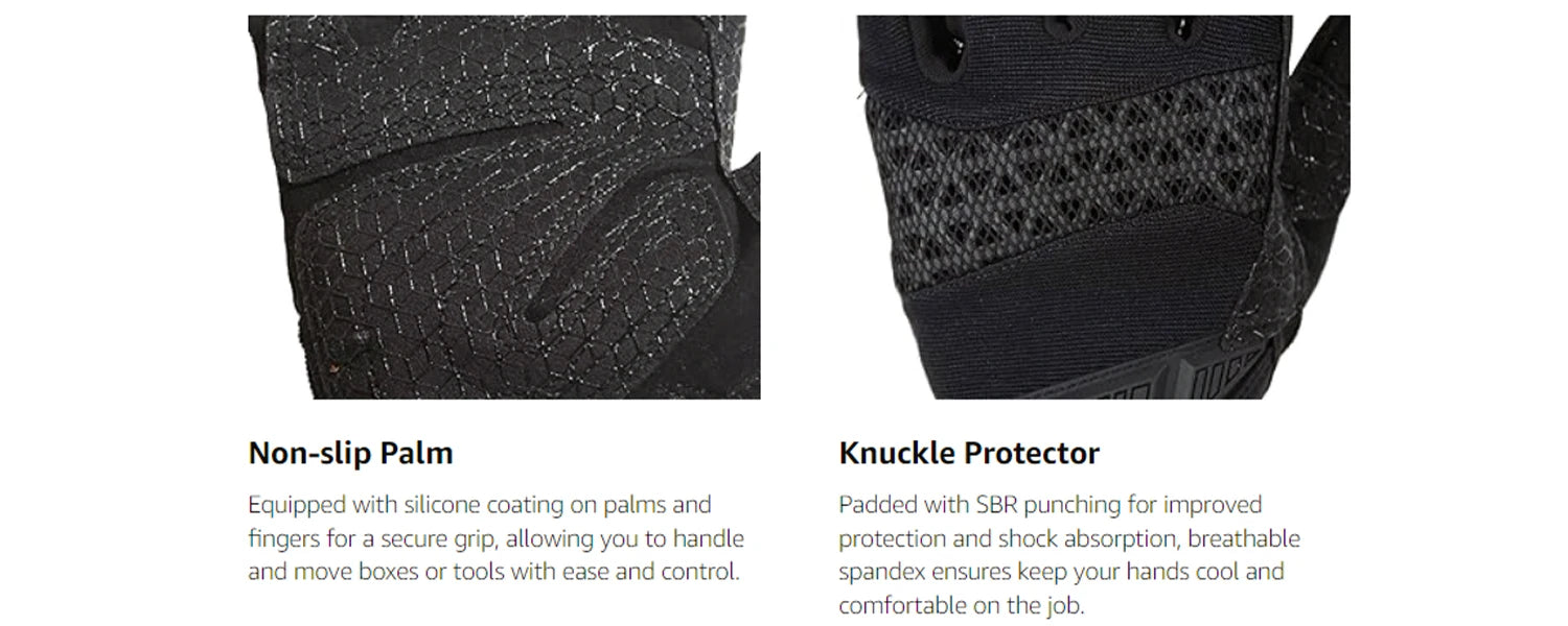 HANDLANDY Tactical Gloves, Flexible Grip Work Gloves for Men