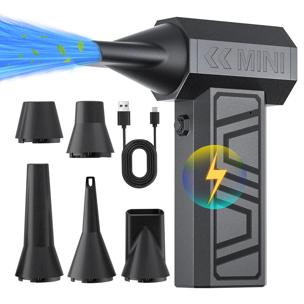 130000RPM Turbo Electric Air Duster – Type-C Rechargeable 5 Nozzles
