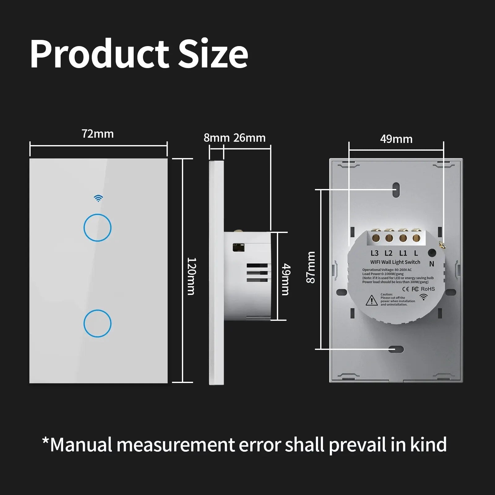 Tuya US WiFi+Bluetooth Smart Wall Switch RF433 1/2/3/4 Gang Smart