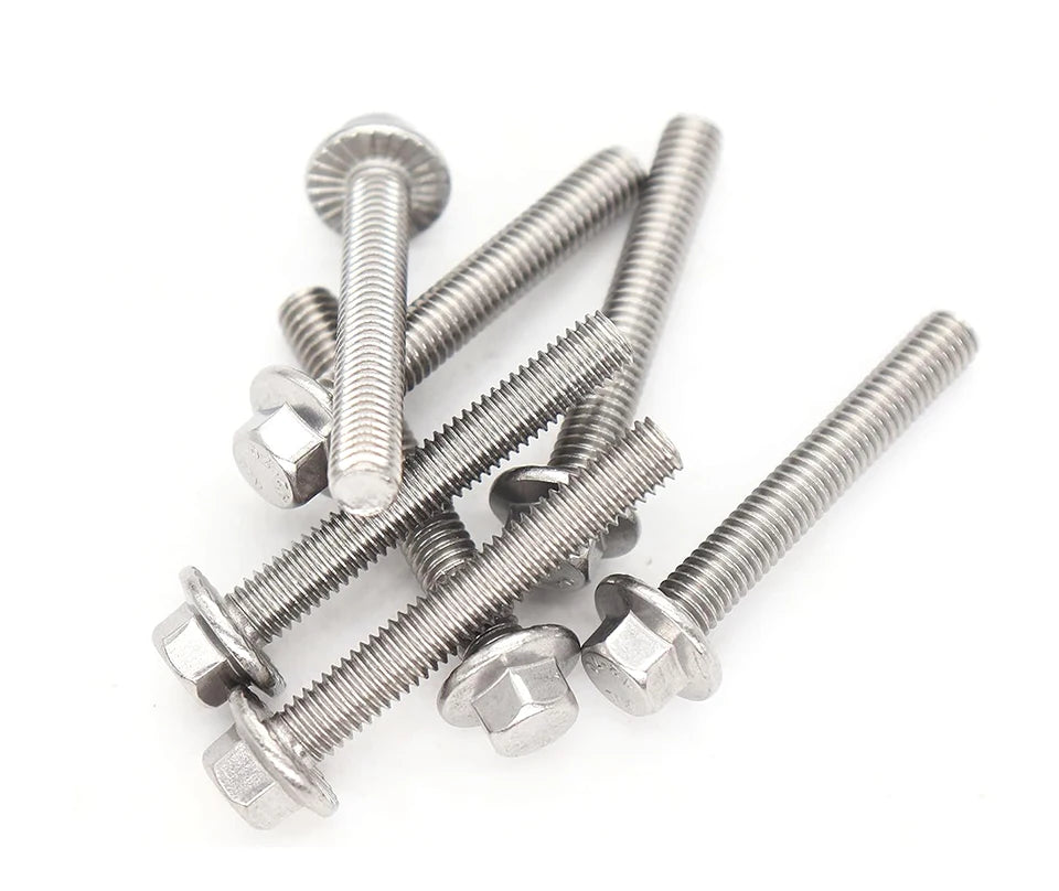 1-10pcs Hex Flange Bolt 304 Stainless Steel M4 M5 M6 M8 M10 M12