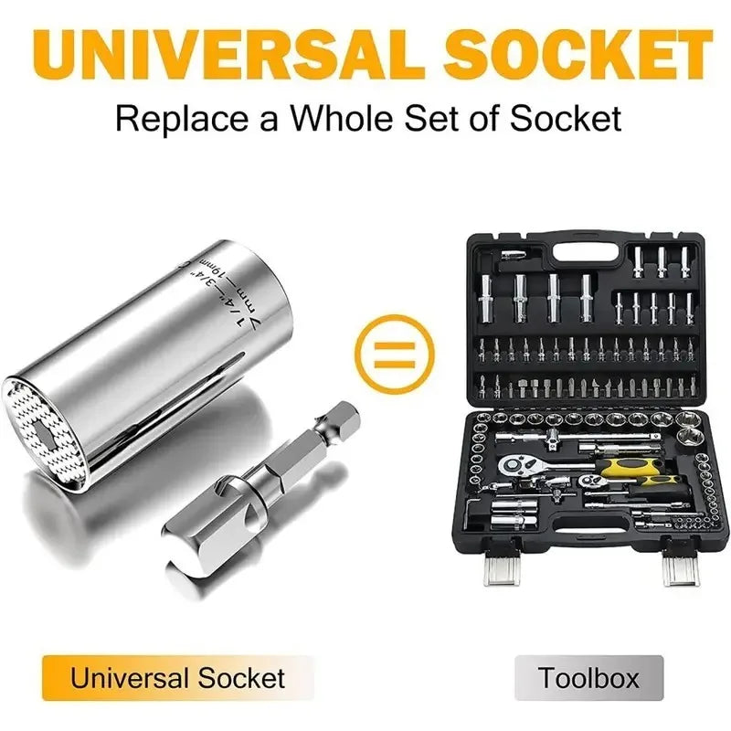 Universal Socket Wrench Head Set Sleeve Gadget 7-19mm Power Drill