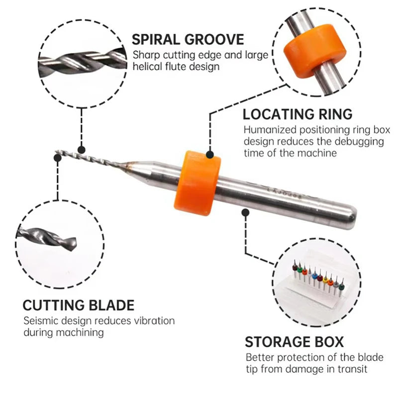 30pcs 0.1mm-3mm PCB Alloy Micro Drill Bit Kits 3.175mm Round Shank