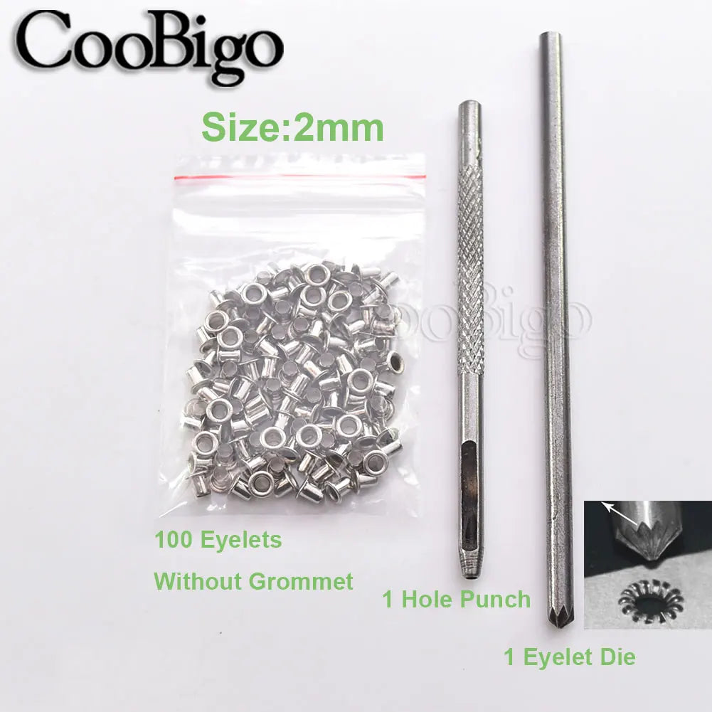 100sets Metal Eyelet Grommet Punch Installer Tool Set for Belt