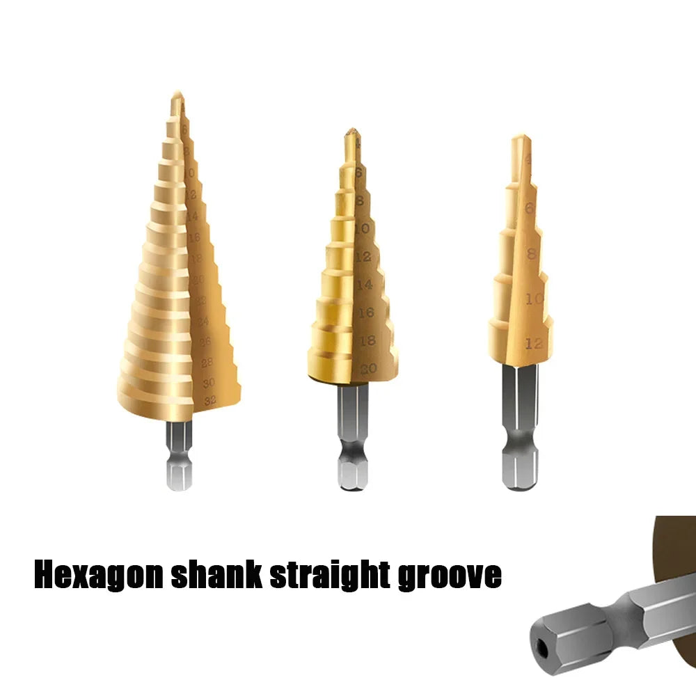 4-12 4-20 4-32 MM HSS Titanium Coated Step Drill Bit Drilling Power