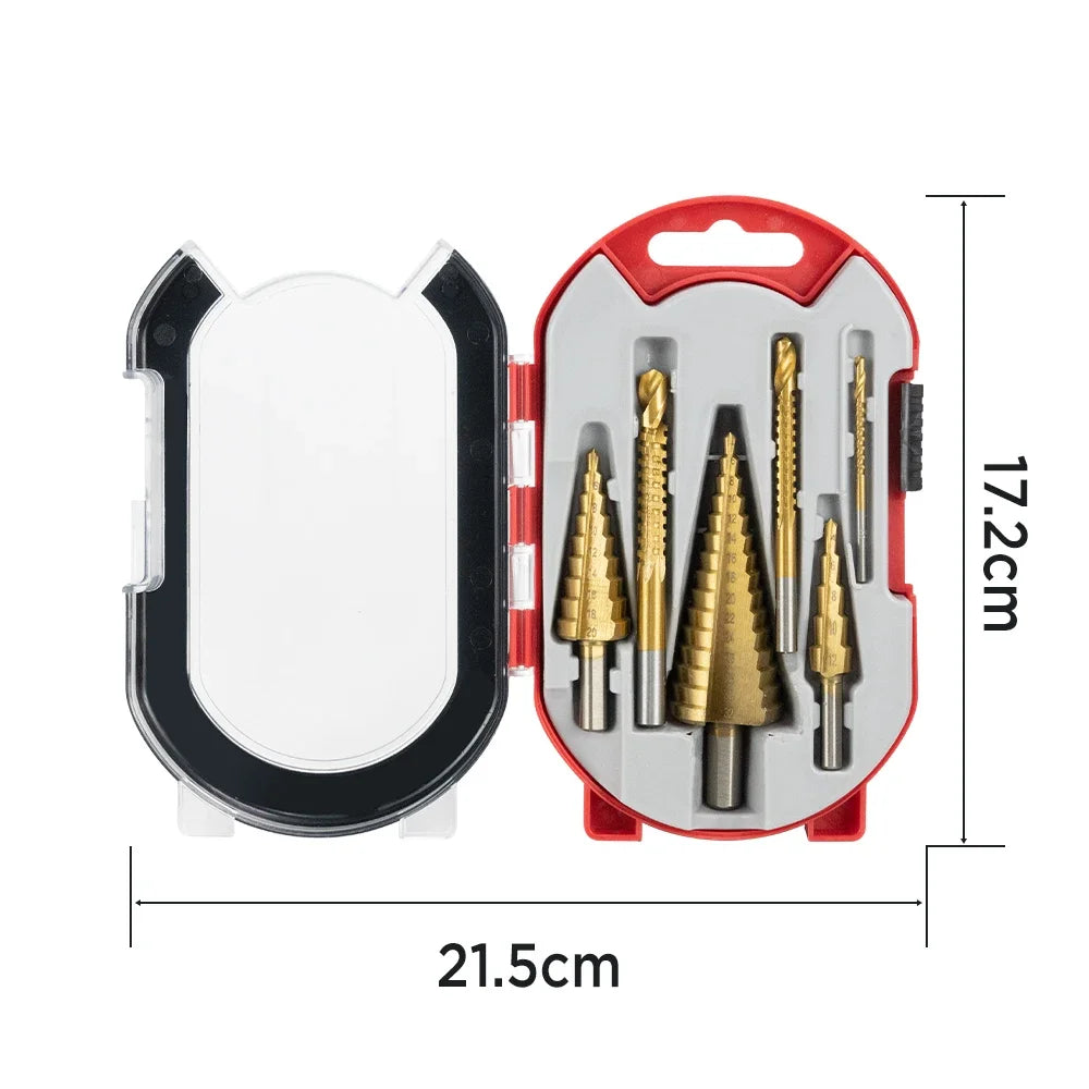 Premium 6pcs Titanium Step Drill Bit Set 4-12 4-20 4-32mm 3-8 mm for