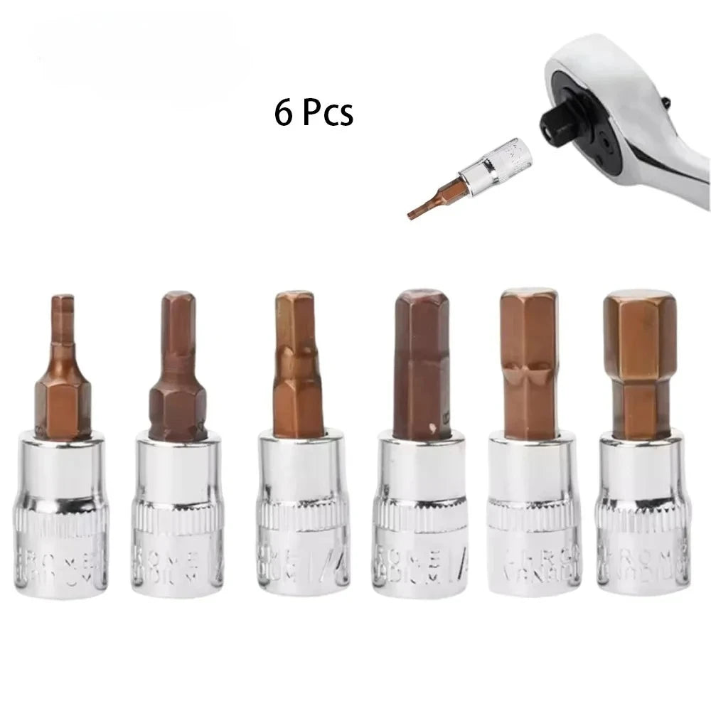 6Pcs 1/4 Inch Hex Screwdriver Bit Socket Set H3-H8 for Torque Spanner