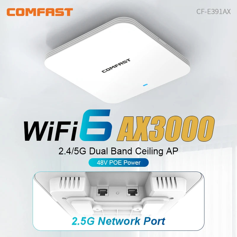 AX3000 In-Wall WiFi 6 Access Point – 3000Mbps Dual Band 48V PoE