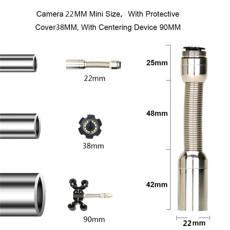 7"Sewer Camera, 512Hz Self-Leveling Sewer Inspection Camera with 20X