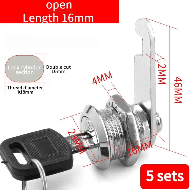 5/20 Sets Security Cam Locks - Metal Alloy Cylinder Cabinet Locker