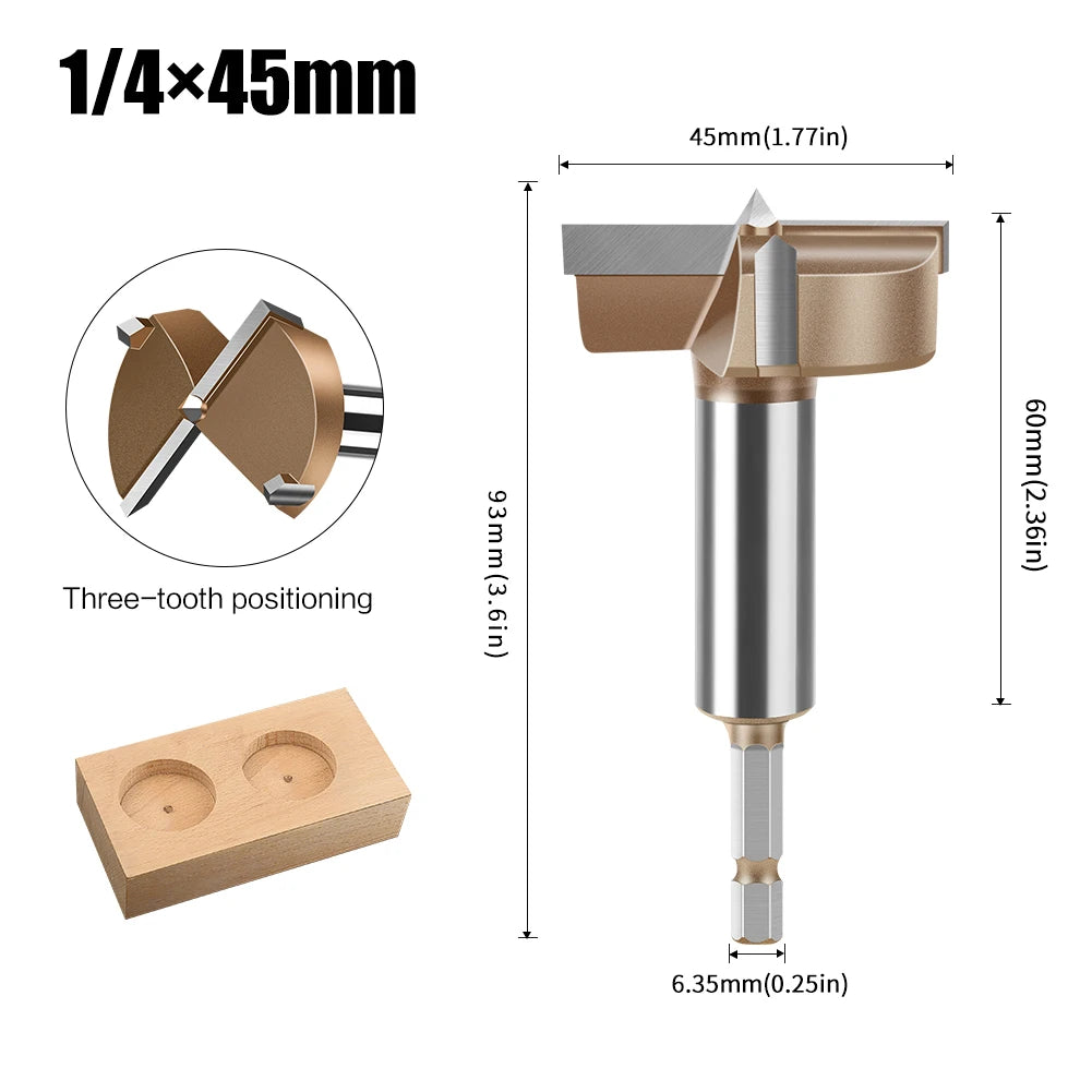Forstner Drill Bit — 10mm to 50mm Individual Sizes for Clean Flat-B