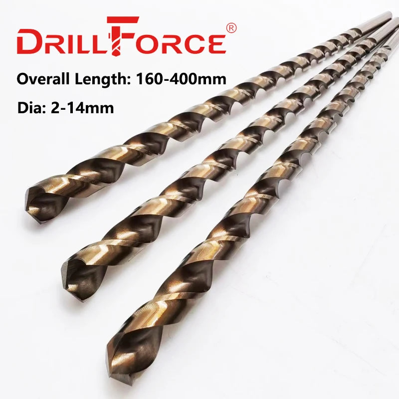 M35 Cobalt Long Twist Drill Bit — 2mm to 14mm, 160mm to 400mm for S...